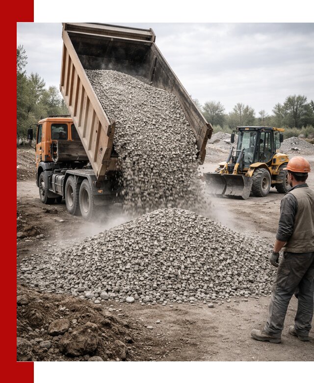 Доставка щебня в Рославле крупными и мелкими фракциями