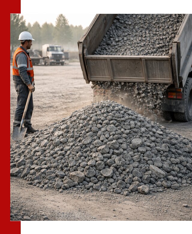 Гранитный щебень фракции 100–201 для строительства в Рославле