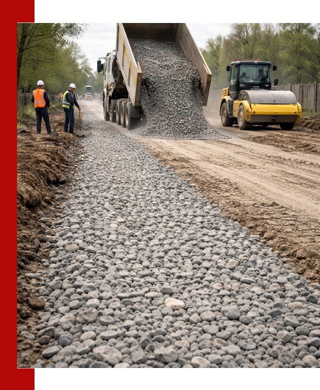 Доставка щебня для отсыпки дорог в Рославле высокого качества