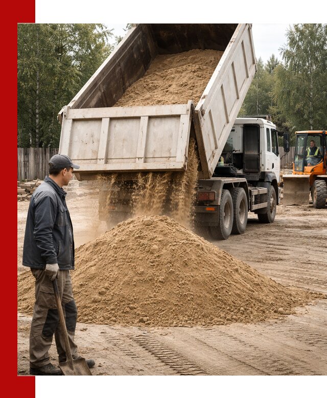 Доставка и продажа песка с разгрузкой в Рославле