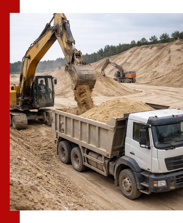 Доставка карьерного песка с самосвалами и разгрузкой в Рославле