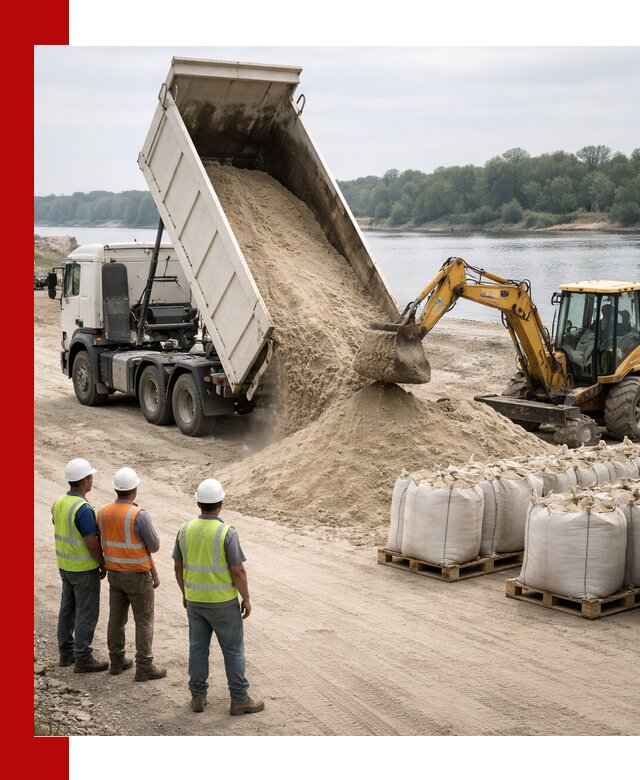 Доставка речного песка в Рославле самосвалами и погрузкой