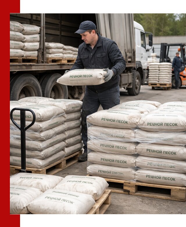Речной песок в мешках с доставкой в Рославле