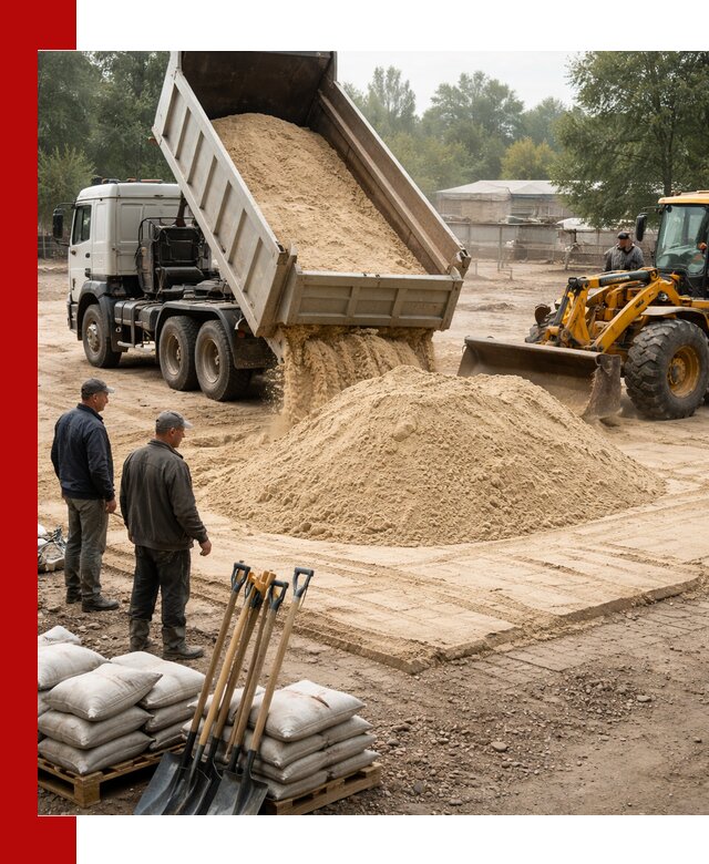 Доставка мытого песка в Рославле с самосвалами по выгодной цене