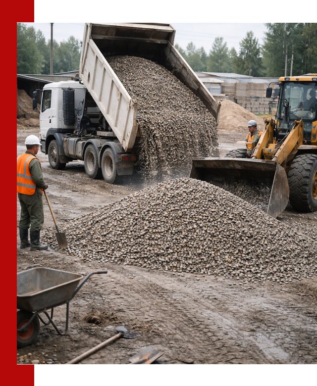 Мытый гравий с доставкой в Рославле от карьера до участка