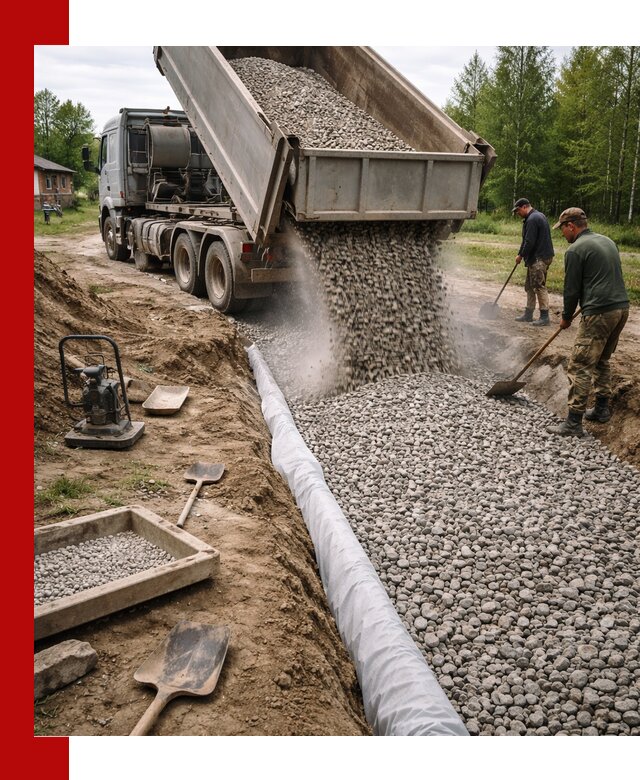 Гравий для дренажа с доставкой в Рославле качественный и недорогой