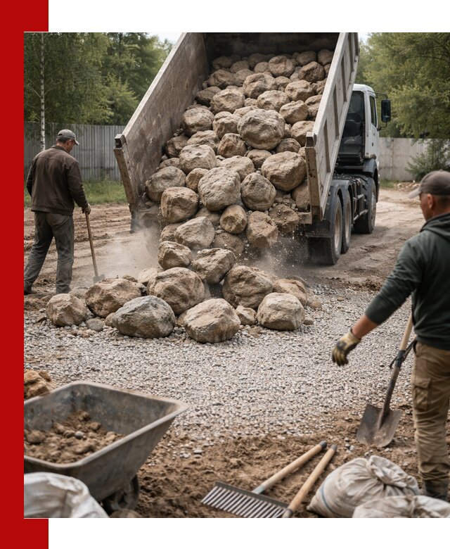Доставка и укладка булыжника в Рославле
