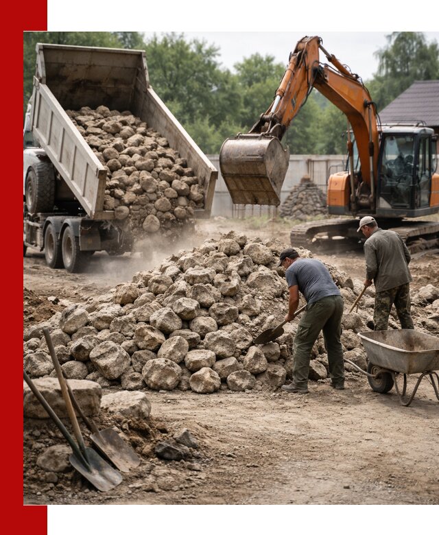 Доставка и разгрузка бутового камня в Рославле