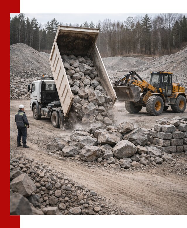 Доставка и продажа бутового гранитного камня в Рославле