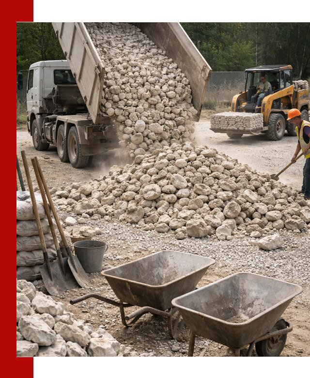 Доставка и продажа бутового известнякового камня в Рославле