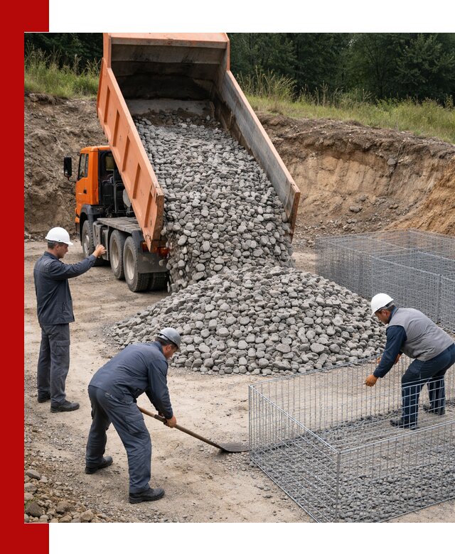 Камень для габионов с доставкой в Рославле быстро и надёжно