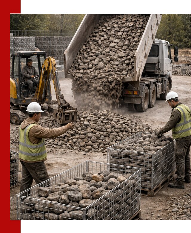 Камень для габионов фракция 100–201 в Рославле