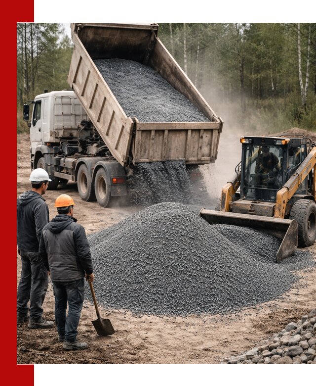 Гранитный отсев 0-5 с доставкой и разгрузкой в Рославле