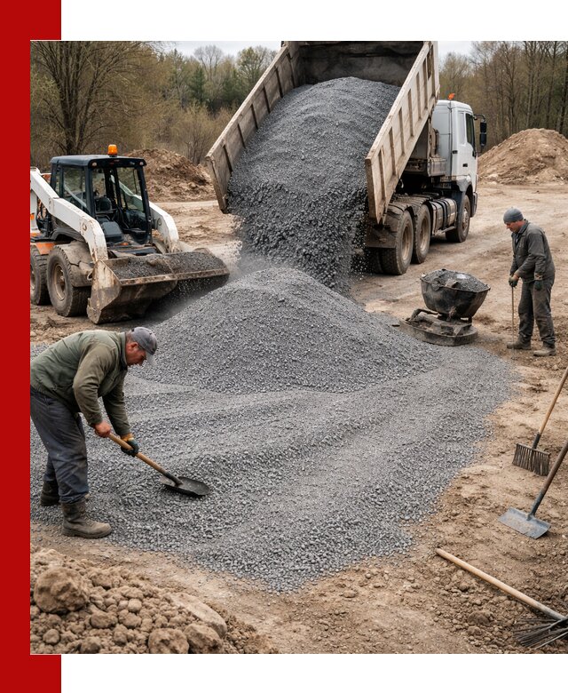 Отсев для подсыпки в Рославле — доставка и подсыпка на участок