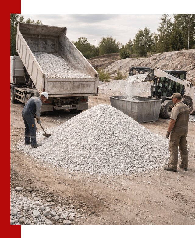 Доставка и продажа белой мраморной крошки в Рославле