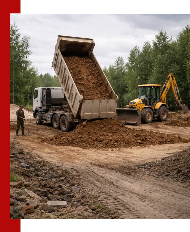 Доставка суглинка самосвалами в Рославле подсыпка и планировка