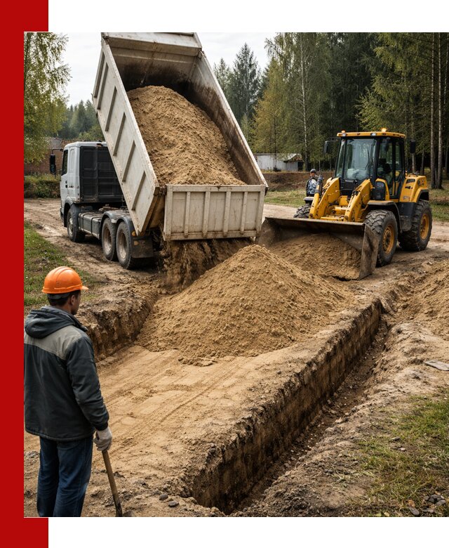Доставка песчаного грунта в Рославле для строительных работ