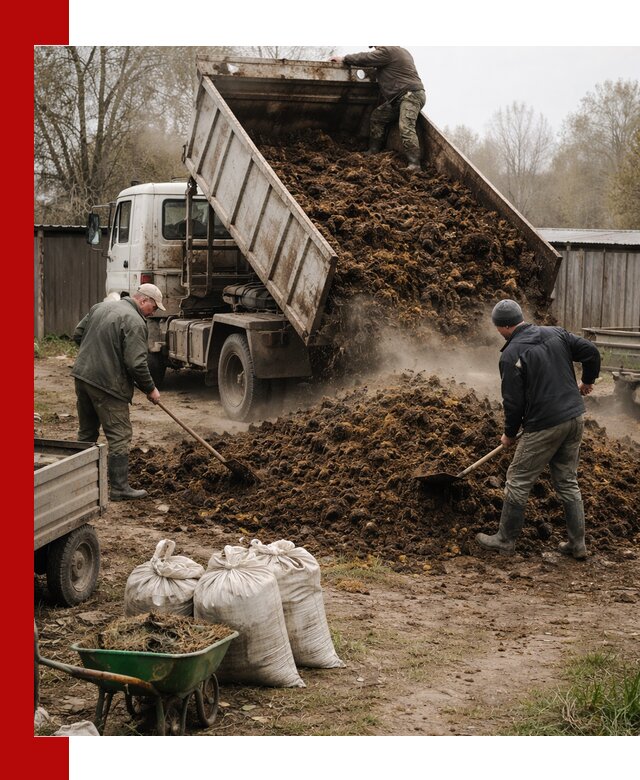 Доставка коровьего навоза самосвалом в Рославле