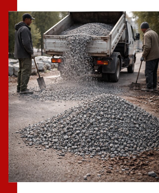 Гранитная крошка для посыпки дорог и тротуаров в Рославле