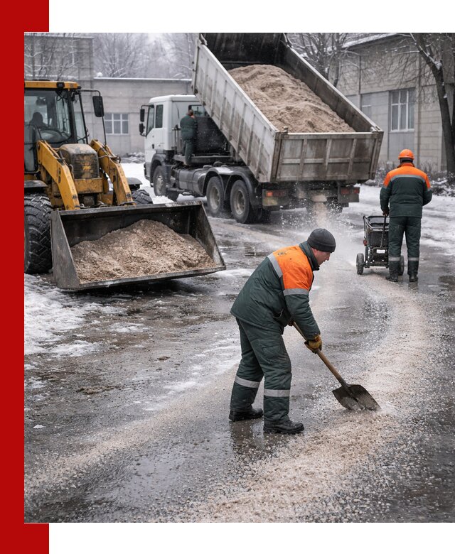 Реагент против гололеда с доставкой и нанесением в Рославле