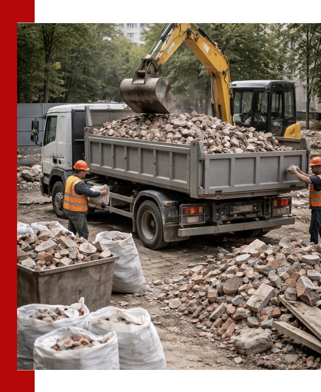 Вывоз строительного мусора в Рославле с самосвалами и контейнерами