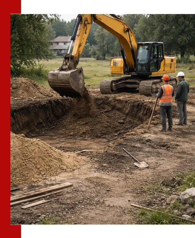 Рытье котлована под фундамент в Рославле (быстро и недорого)