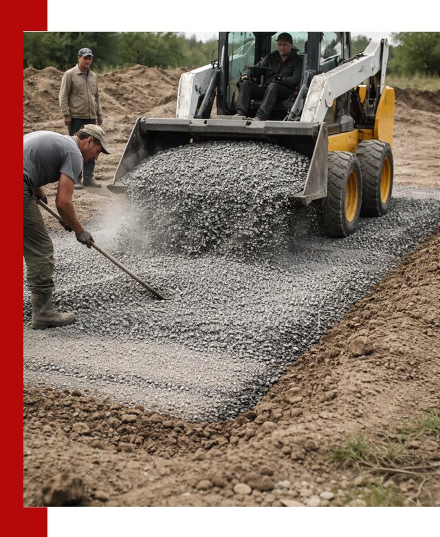 Устройство щебеночной подушки в Рославле для дорог и фундаментов